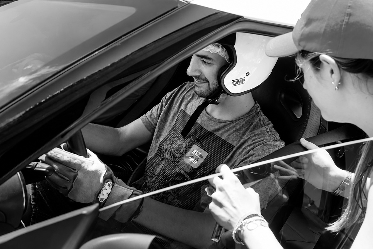 Fares preparing for a track session
